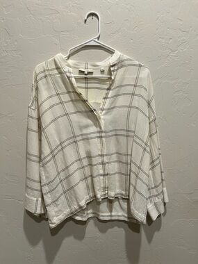 Vince Ivory Plaid Button-Front Relaxed Shirt